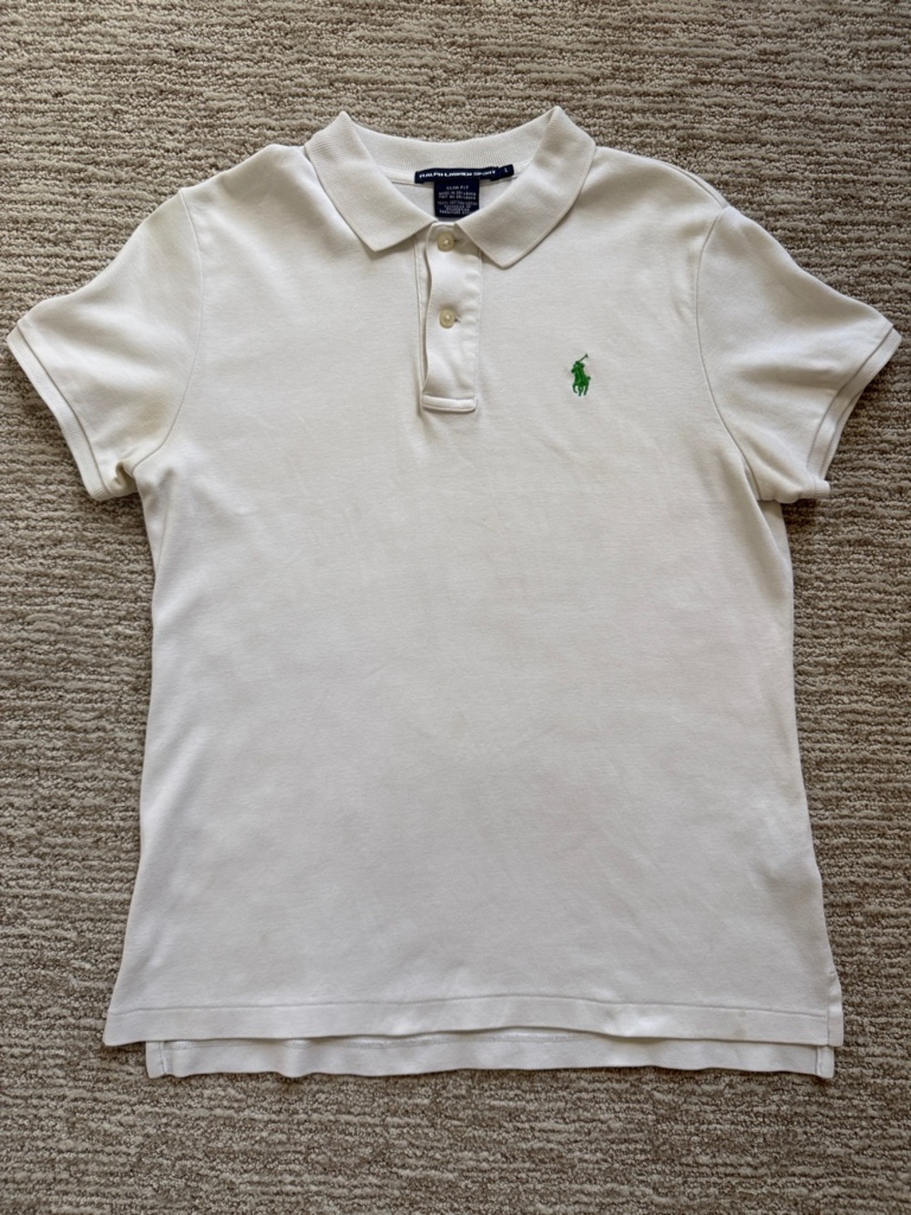 Women’s White Ralph Lauren Sport Polo Shirt Size L